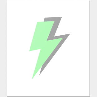 Mint Green and Grey, Lightning Bolts Posters and Art